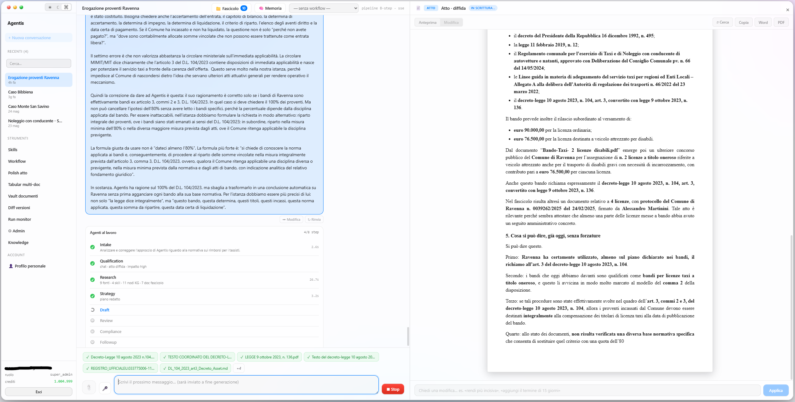 Il sistema al lavoro